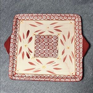 NWOB Temp-Tations Old World Red and Cream Square Baking Dish